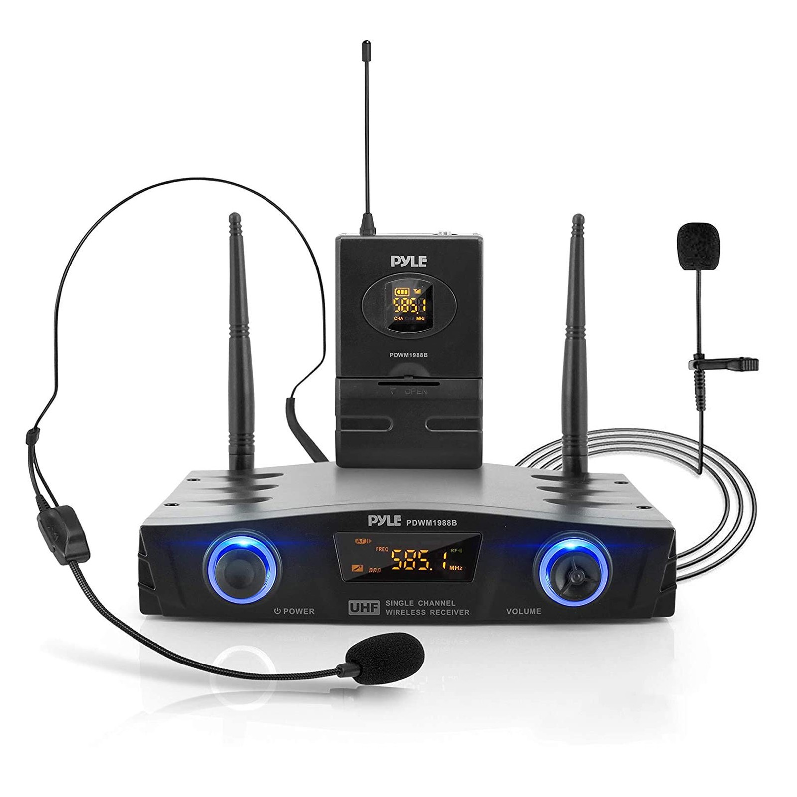 PYLE Compact UHF Wireless Microphone System – Pro Portable 1 One size, Black