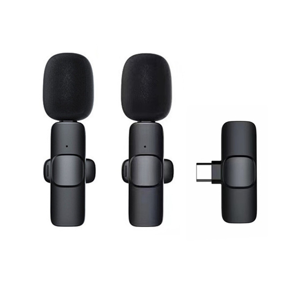 2 x Wireless Lavalier Microphones 2.4GHz Dual Port (Lightning/USB-C) Mini Mic