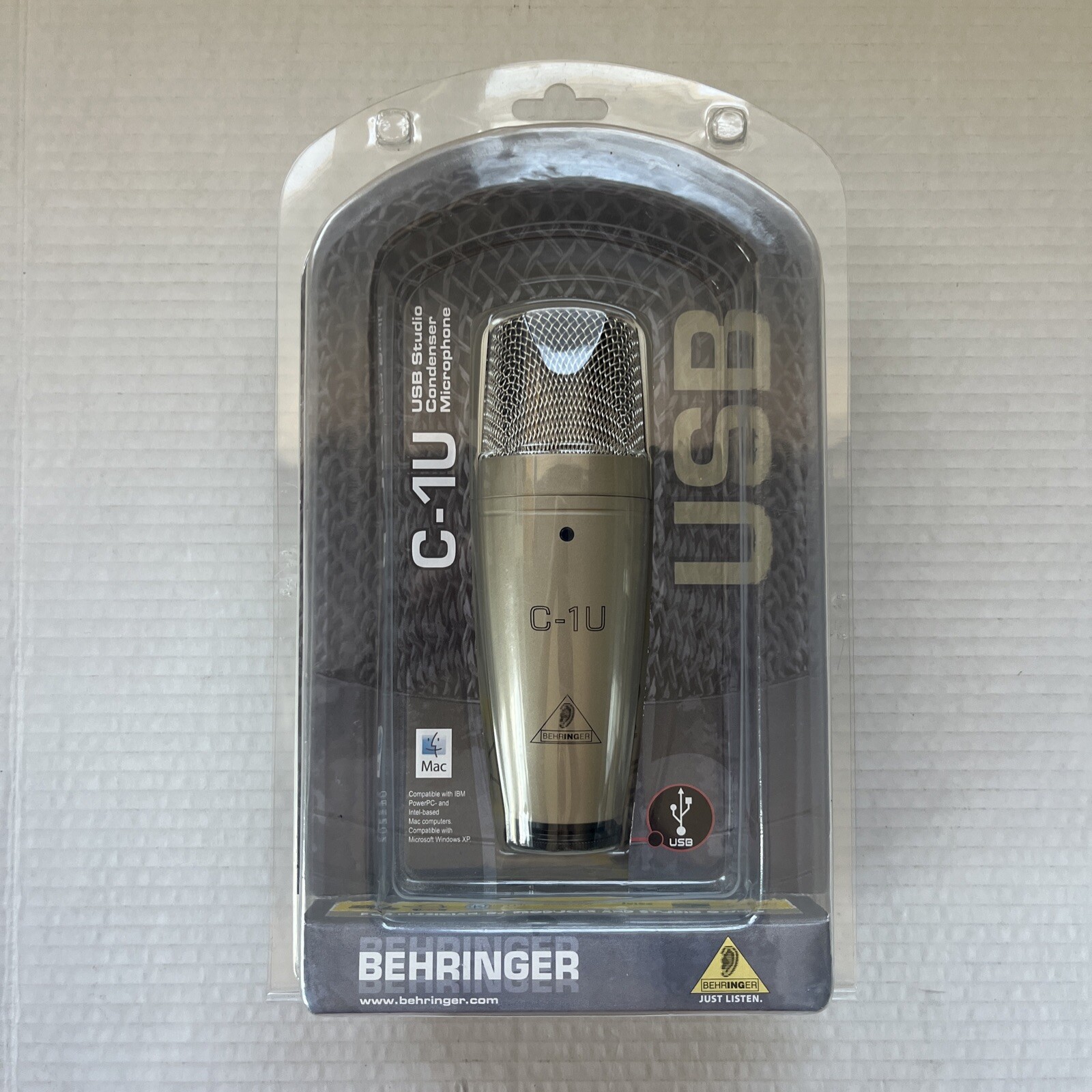 Behringer C-1U USB Studio Condenser Microphone W/ Manual IBM PC Computer Sing