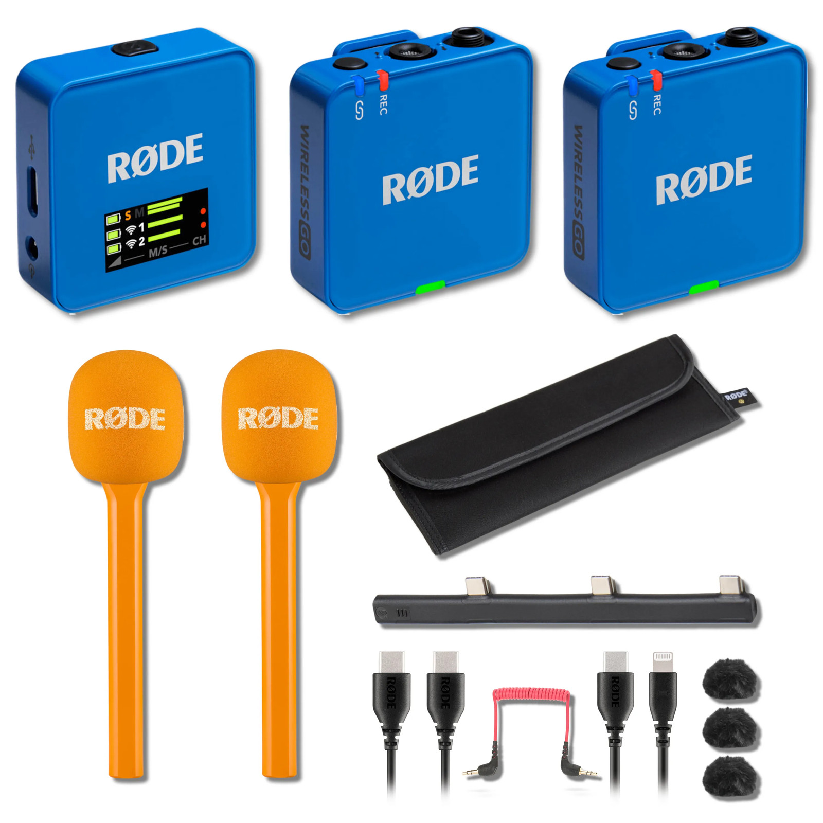 Rode Wireless GO Gen 3 Wireless Mic System (Cobalt) with 2x Orange Interview GO