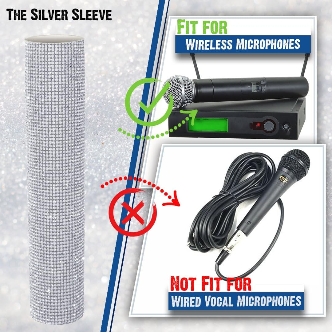 Sparkly Sleeve Bundle for Wireless Handheld Microphone – Silver, Rose Gold