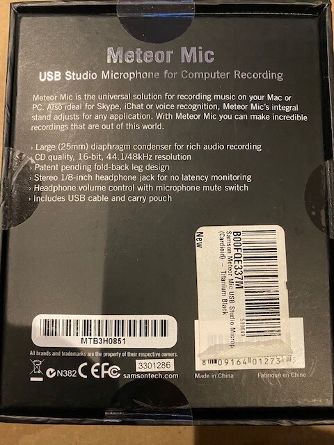 Samson Meteor Mic USB Studio Microphone Titanium Black Model SAMTR Brand NEW
