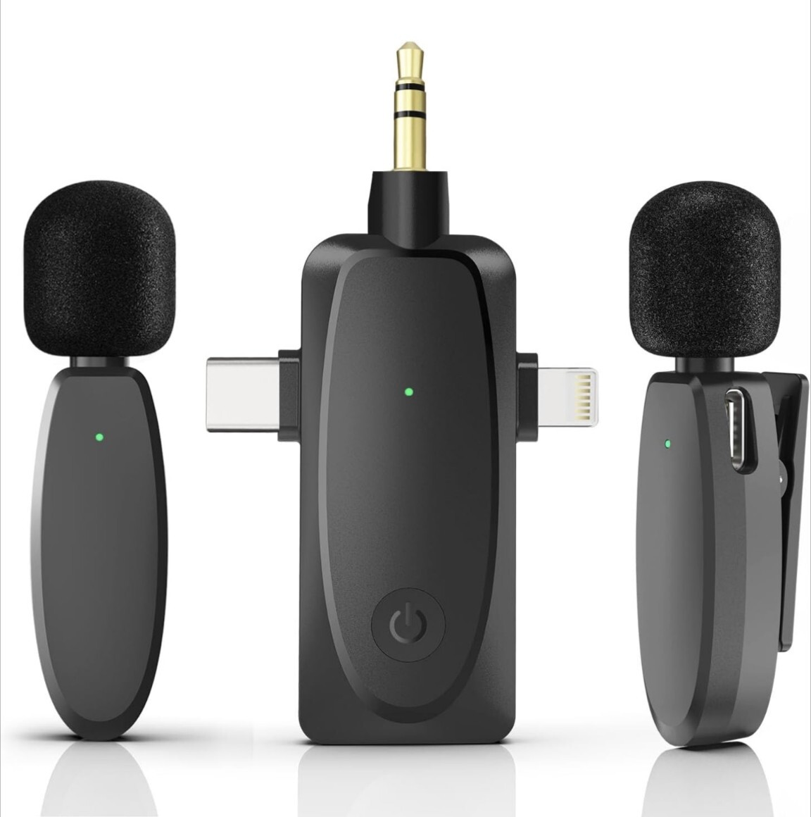 Wireless Lavalier Microphone 3-in-1 2.4G Dual Mini Mics 394 Ft Universal