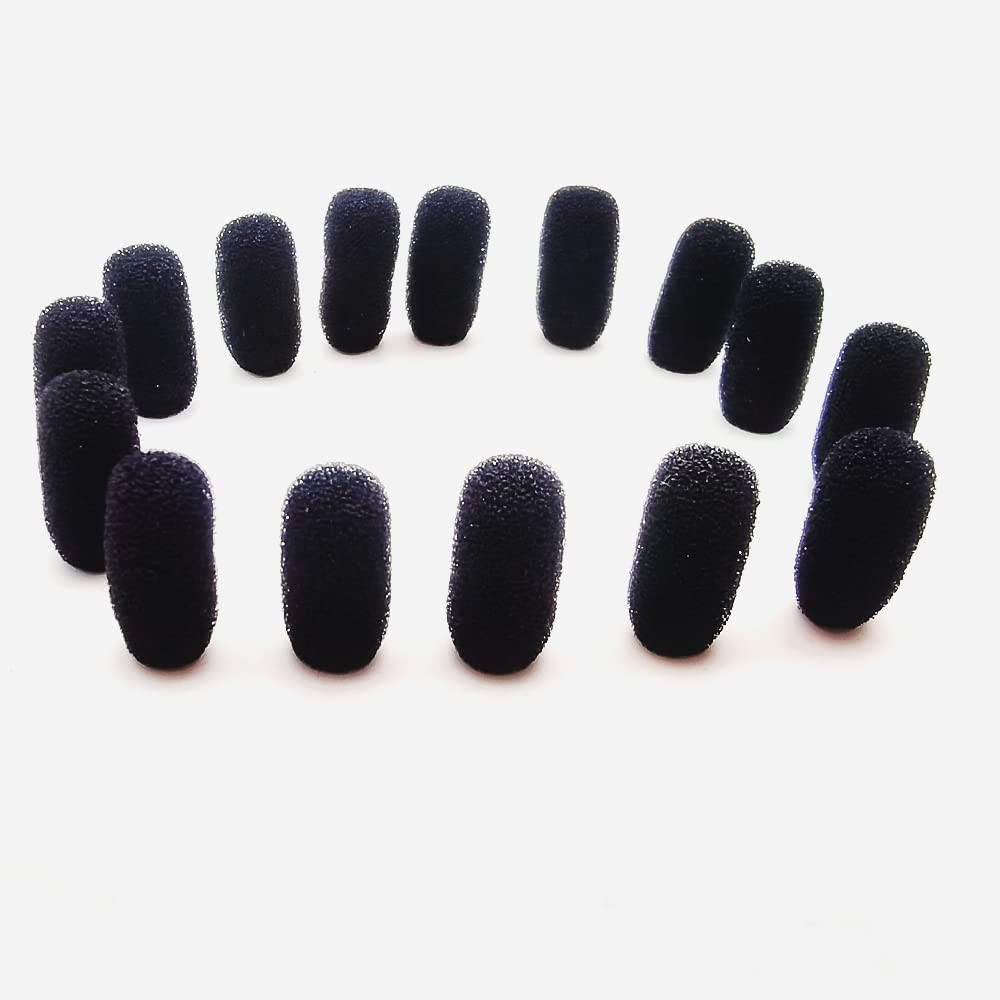 15 Pack Mini Lavalier Foam Windscreen Covers for Headset Lapel Microphones – Bla