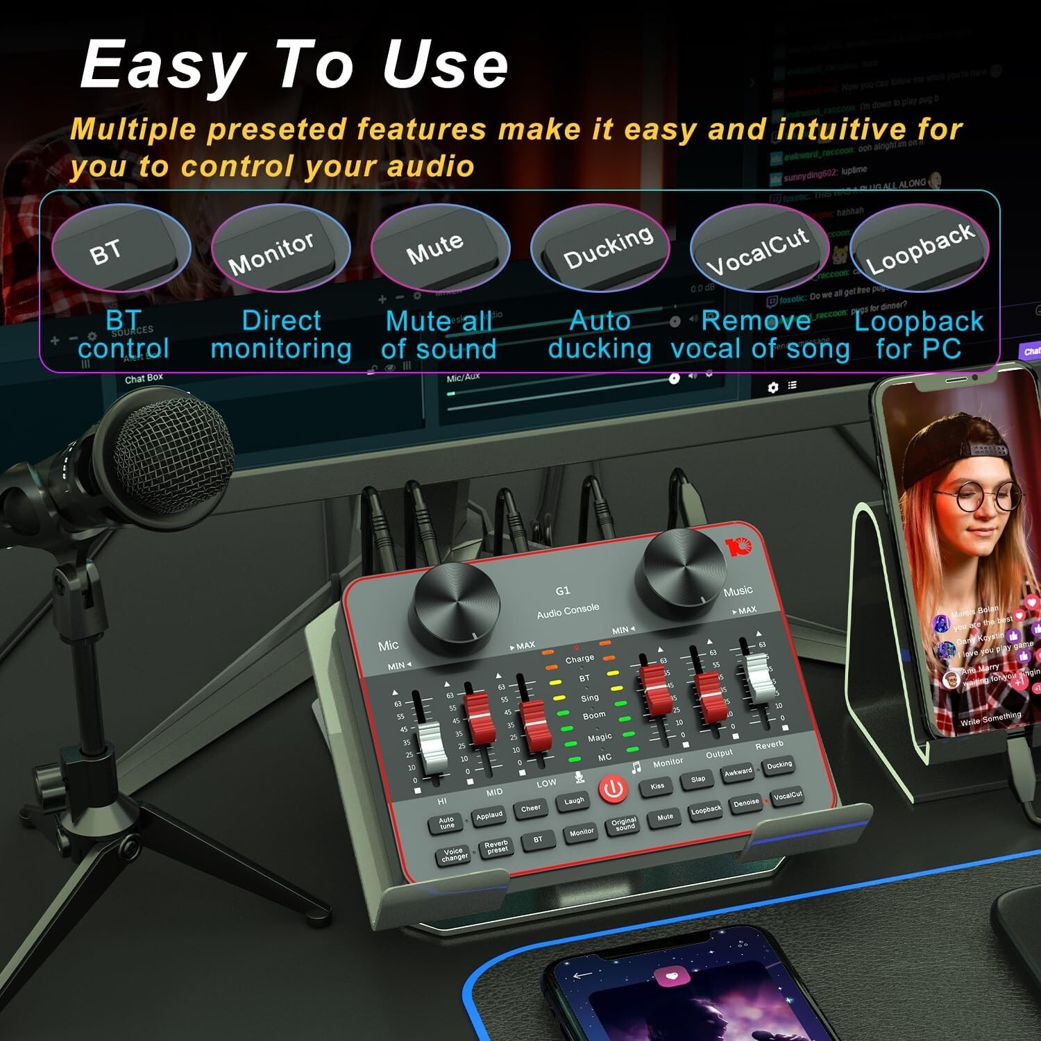 Home Studio Recording Package Kit Podcast Equipment Bundle For 2 Mic Live Stream