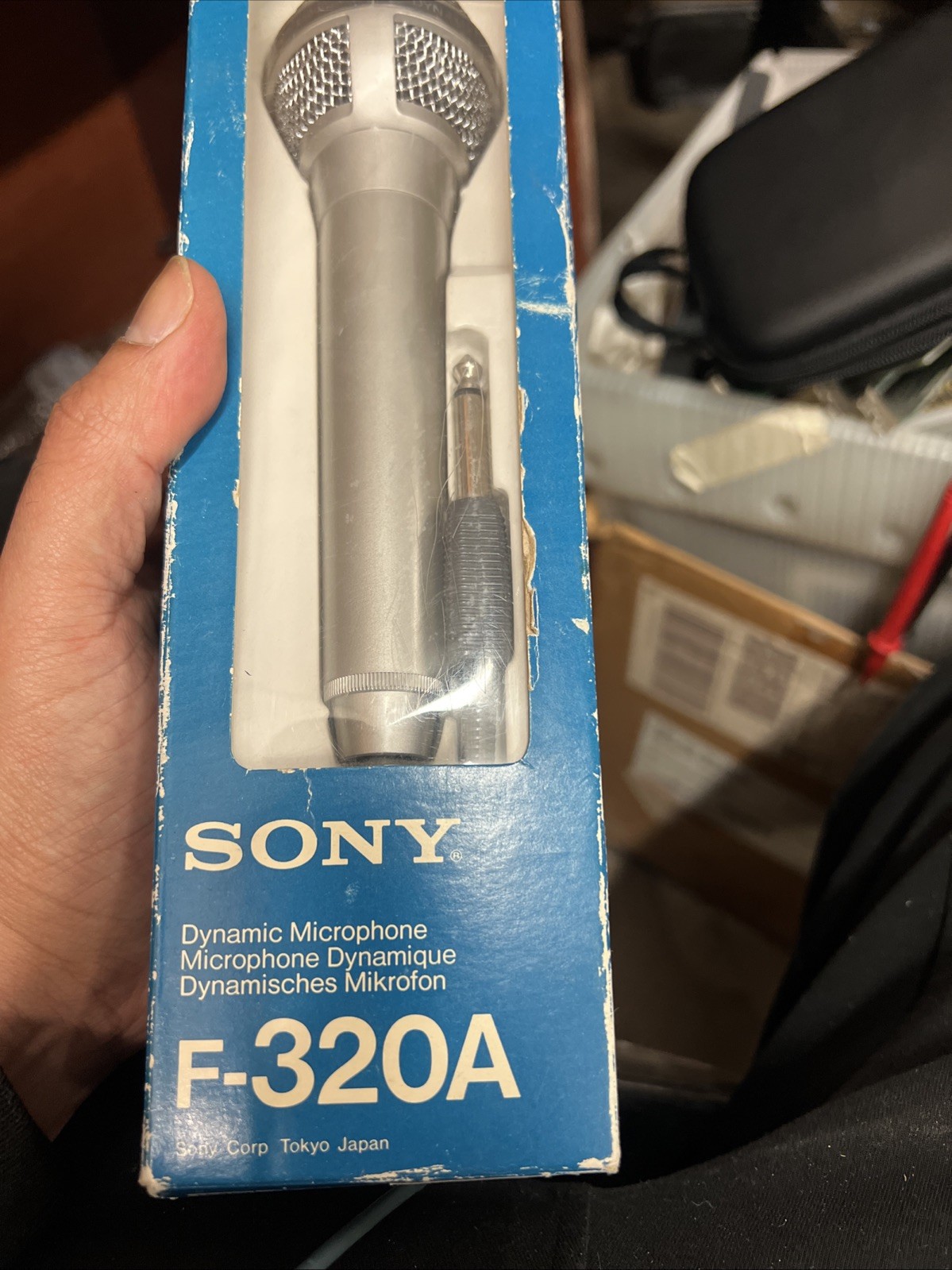 F-320A Stereo Dynamic Microphone Mic Silver Working Vintage Audio