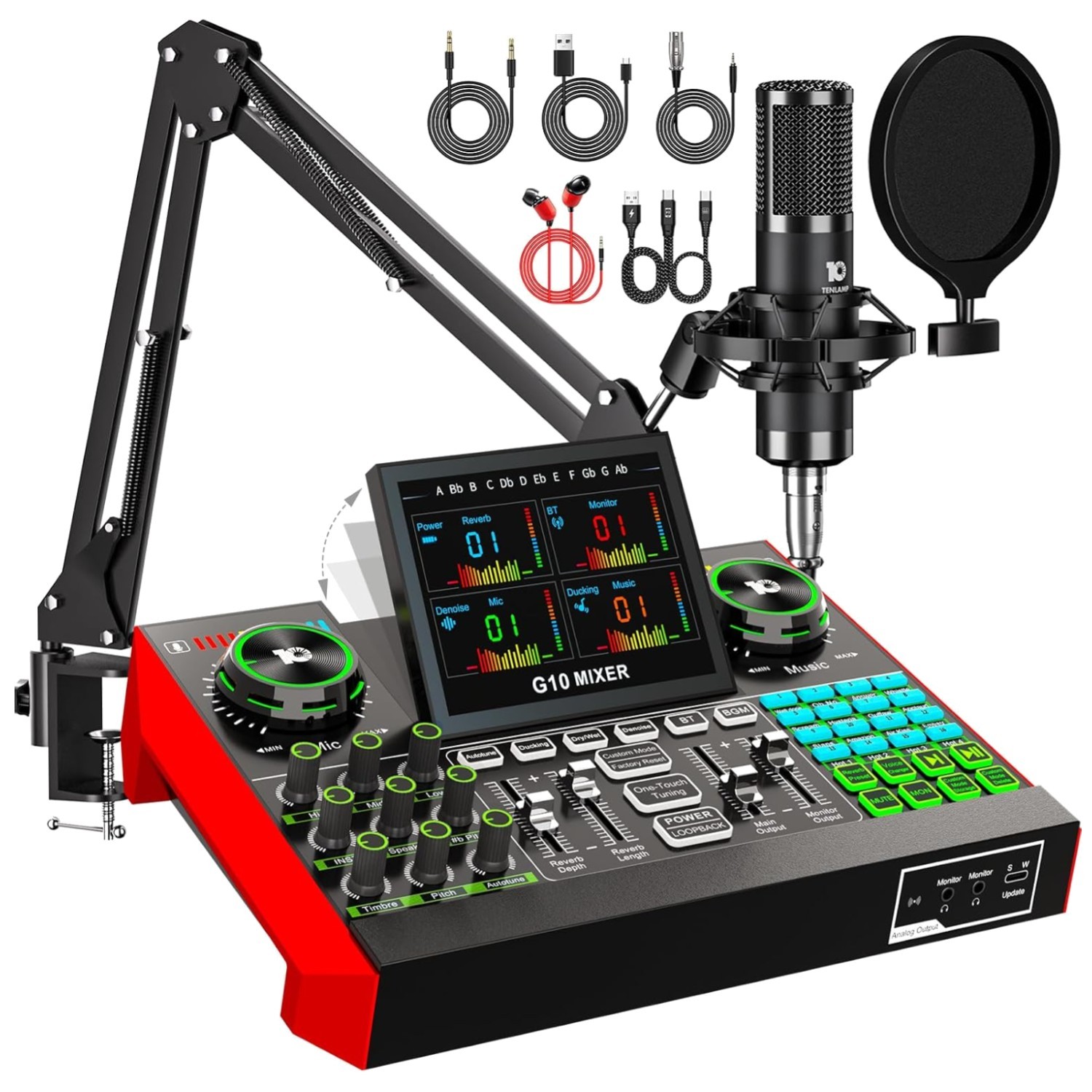 Professional Podcast Equipment Kit with Live Sound Mixer