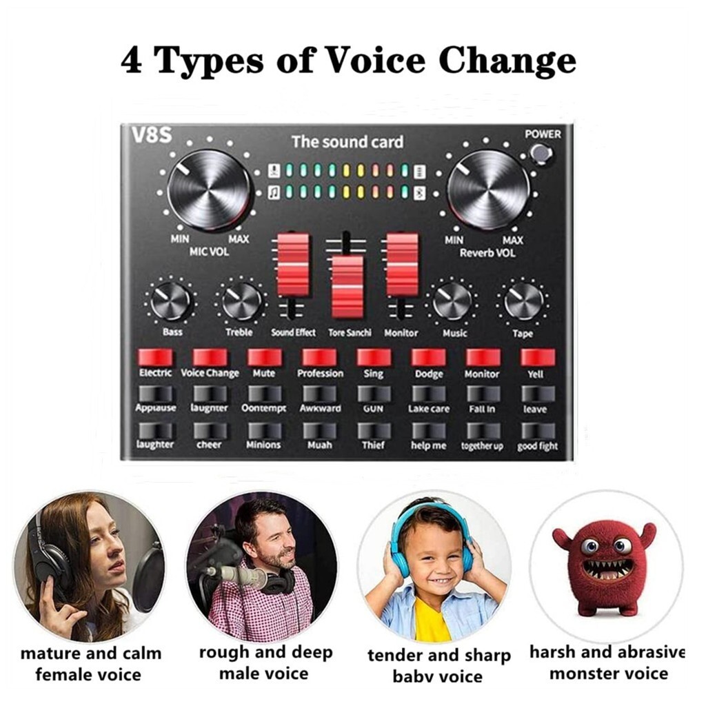 Home Studio Recording Kit Voice Changer Condenser Mic for PC Game Music Podcast