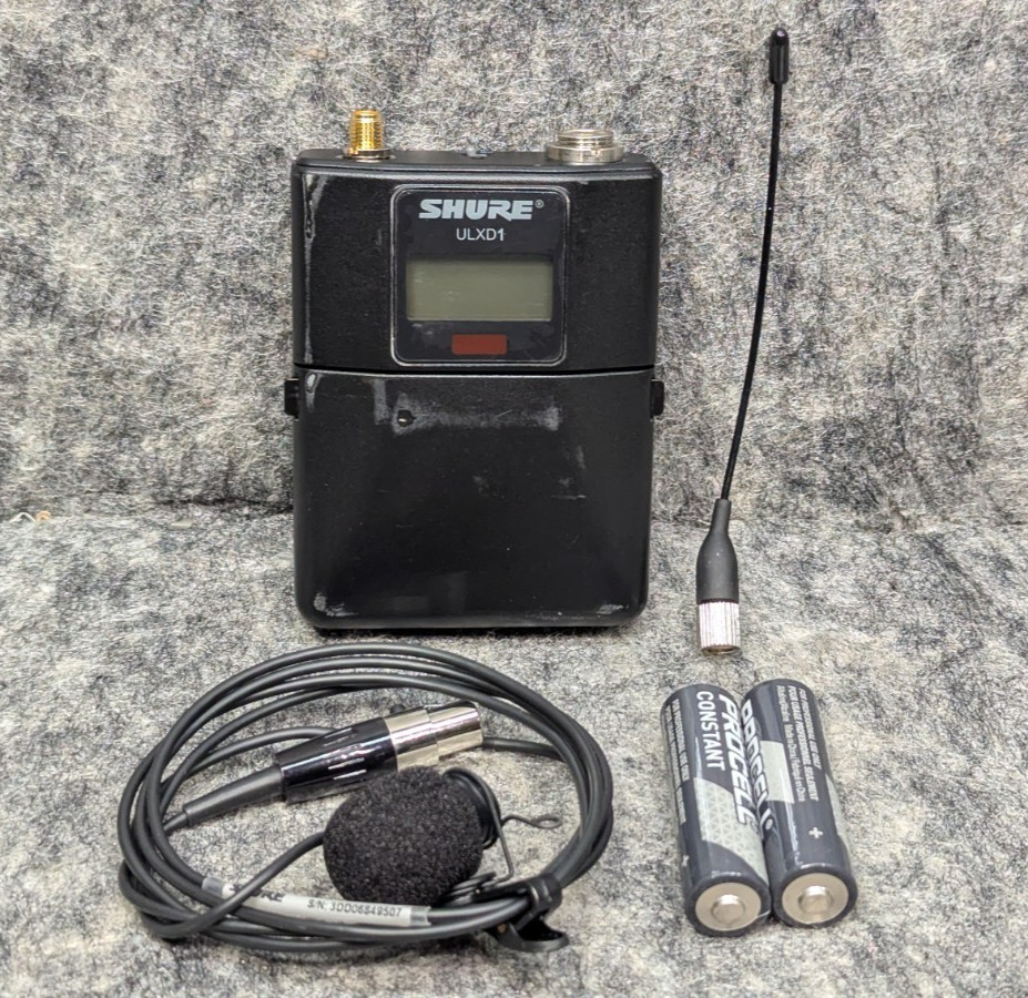 Shure ULXD1 J50A 572-616 MHz Digital Bodypack Transmitter w/ Antenna, Lapel Mic