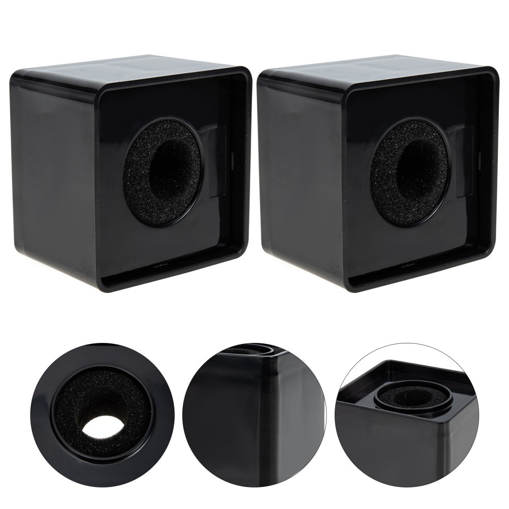 2Pcs Black ABS Cube Mic Logo Flags for Durable Microphone Station Use