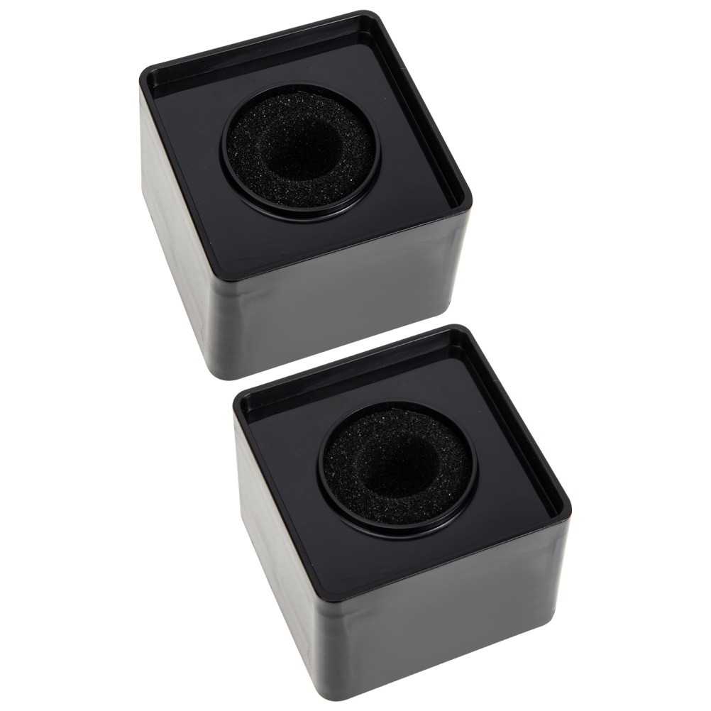 2Pcs Compact Black ABS Microphone Station Logos with Sponge Padding