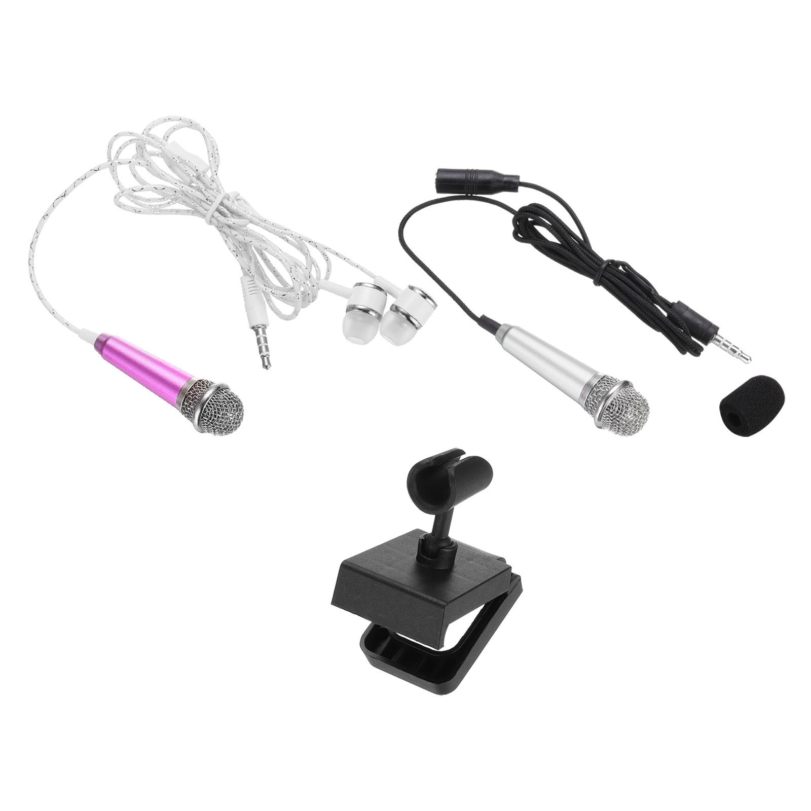 2Pcs Mini Microphone Tiny Microphone for Phone Rose Red, Silver