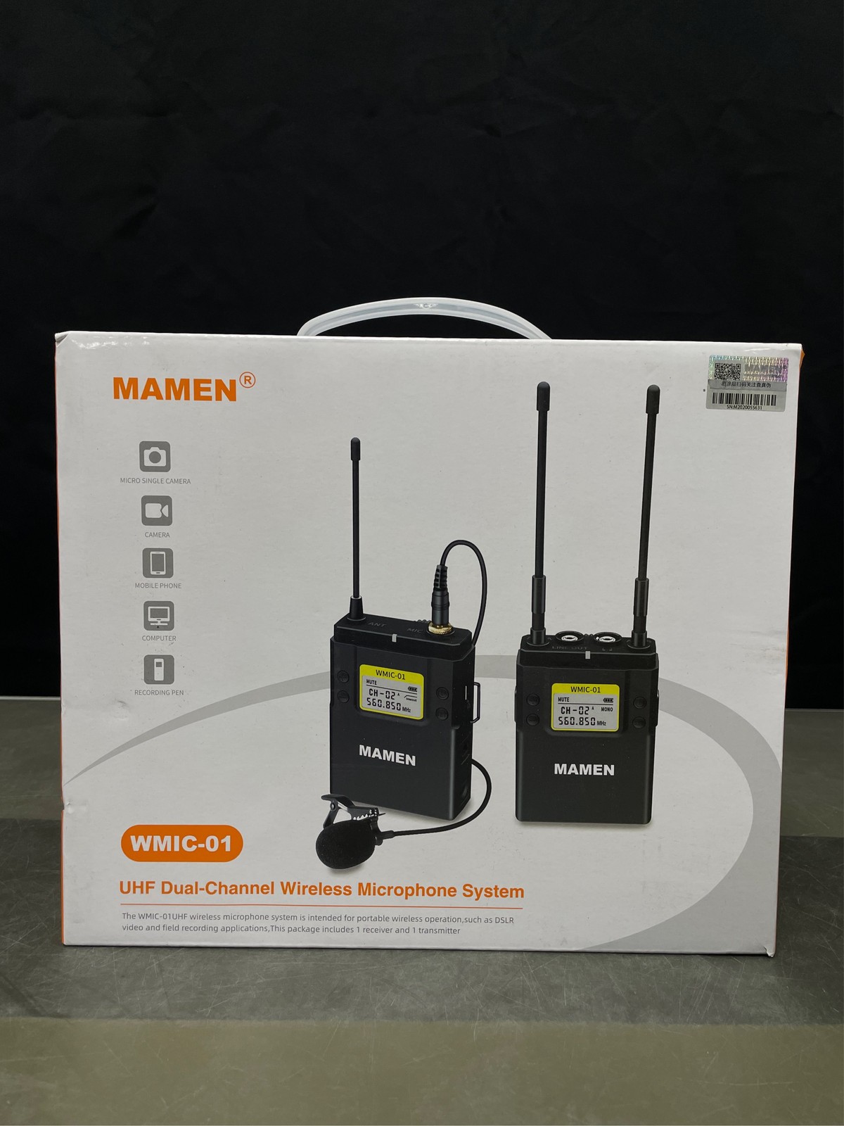 MAMEN 50-Channel UHF Wireless Lavalier Microphone System with 1 Receiver, 1 Tran