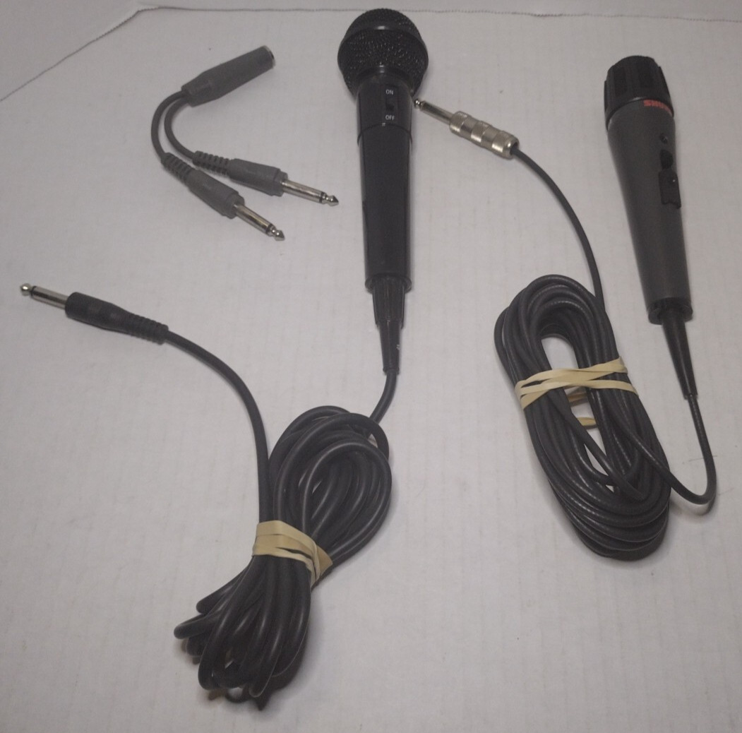 Shure PE9H Vintage Dynamic Microphone Lot 2 Wired 1/4 Inch Plug