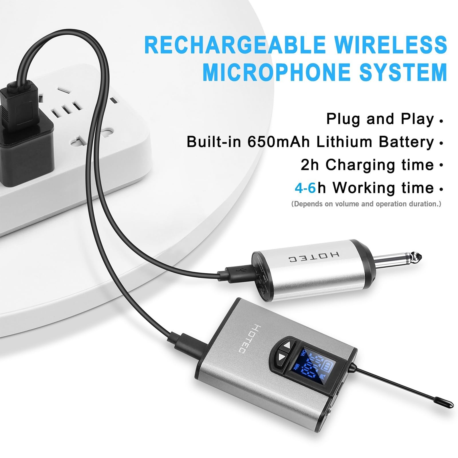 UHF Wireless Headset Microphone/Lavalier Lapel Mic with Bodypack Transmitter and