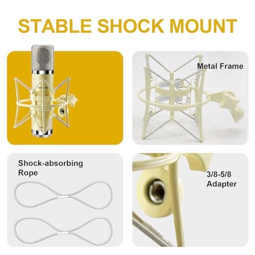 FET Condenser Microphone Professional XLR Studio Microphone with 34mm Yellow