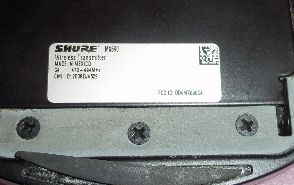 Shure MX690 MicroFlex Wireless Boundary Microphone Transmitter G4 470-494MHz