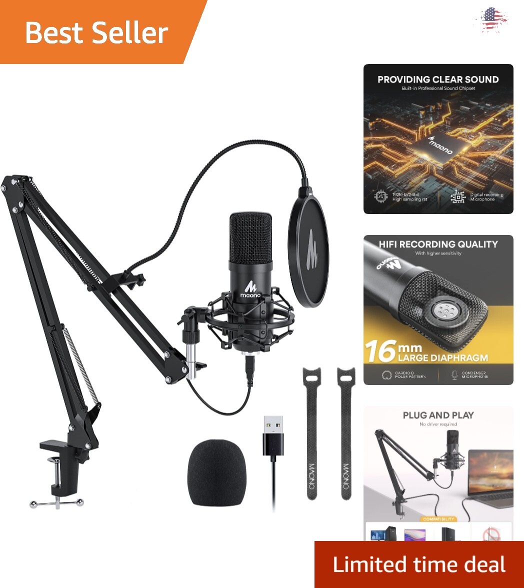 Professional-Grade USB Microphone – 192KHZ/24Bit – Plug & Play – Versatile