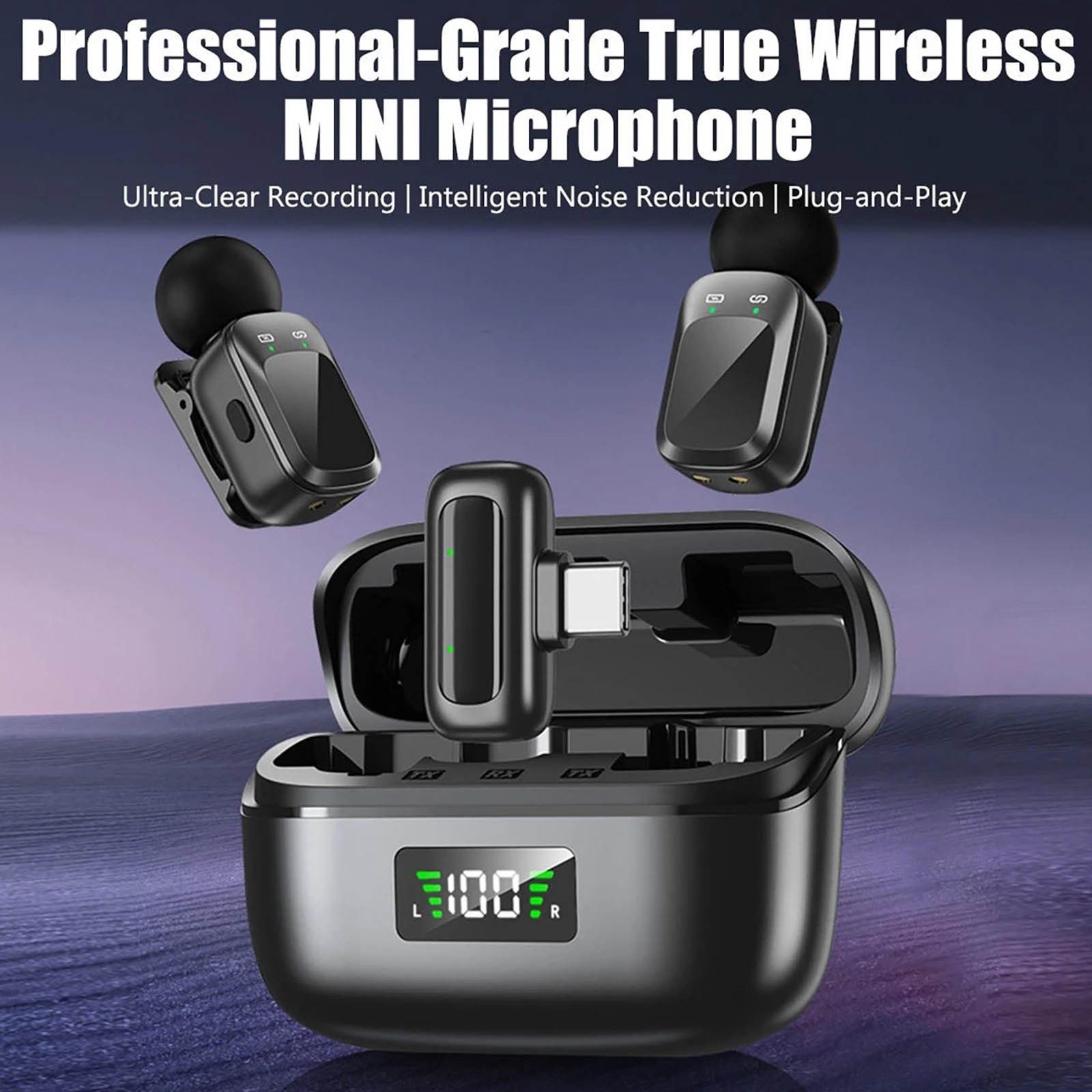 2.4G Wireless Microphone for Type-C Phone Tablet Laptop Video Recording Vlog