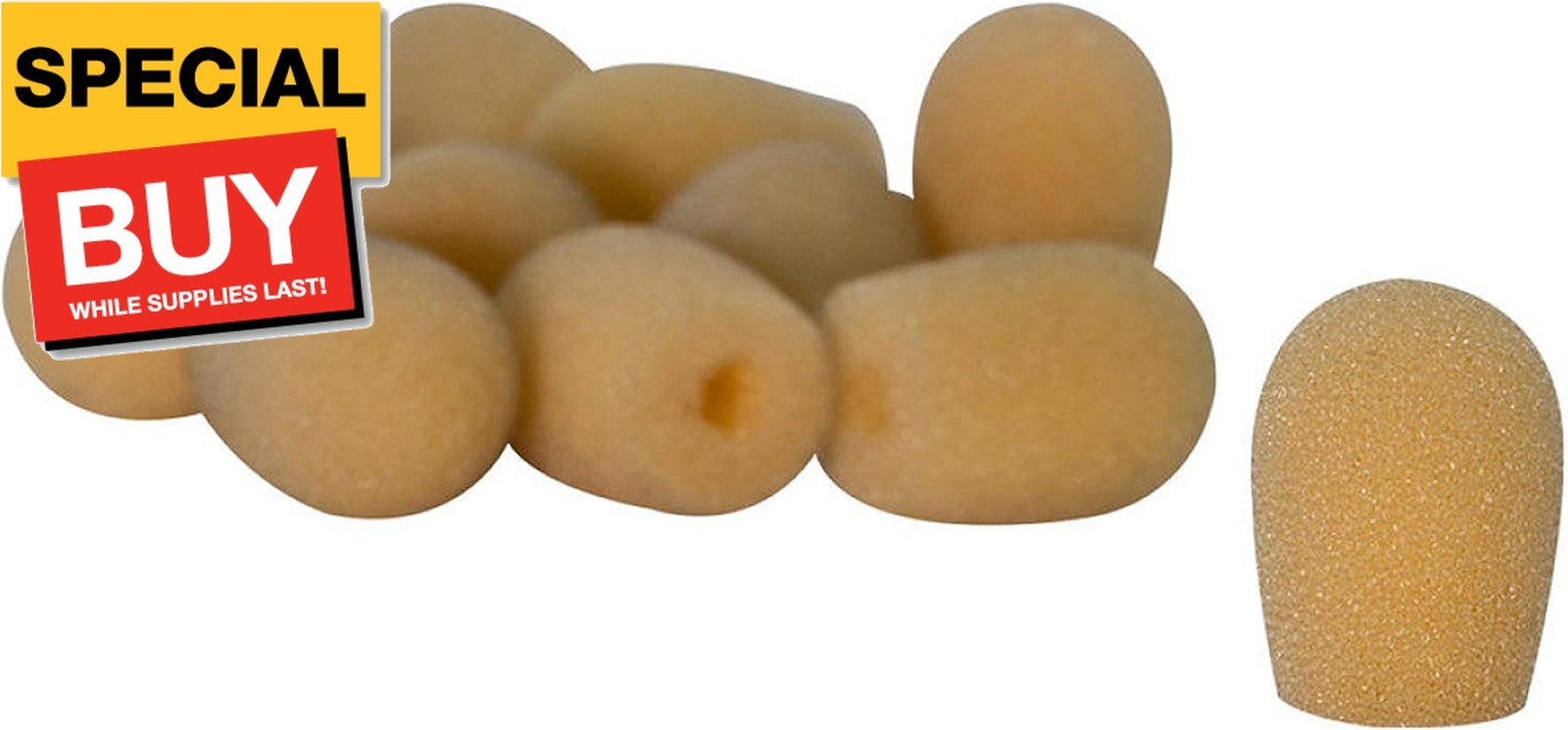 ASWS20N10 Tan Windscreens for Headset Microphones, 10 Pack