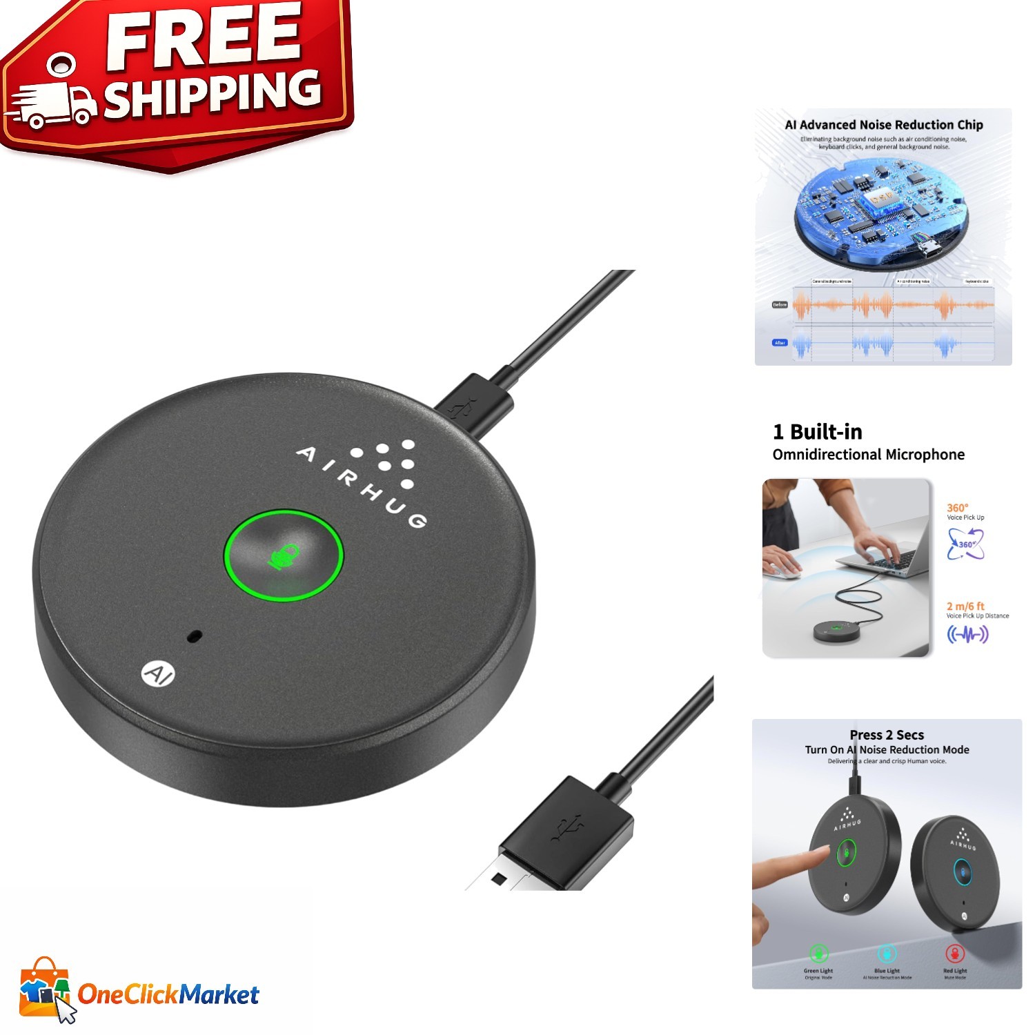 Mini USB Microphone with AI Noise Cancellation – Perfect for Streaming & Calls