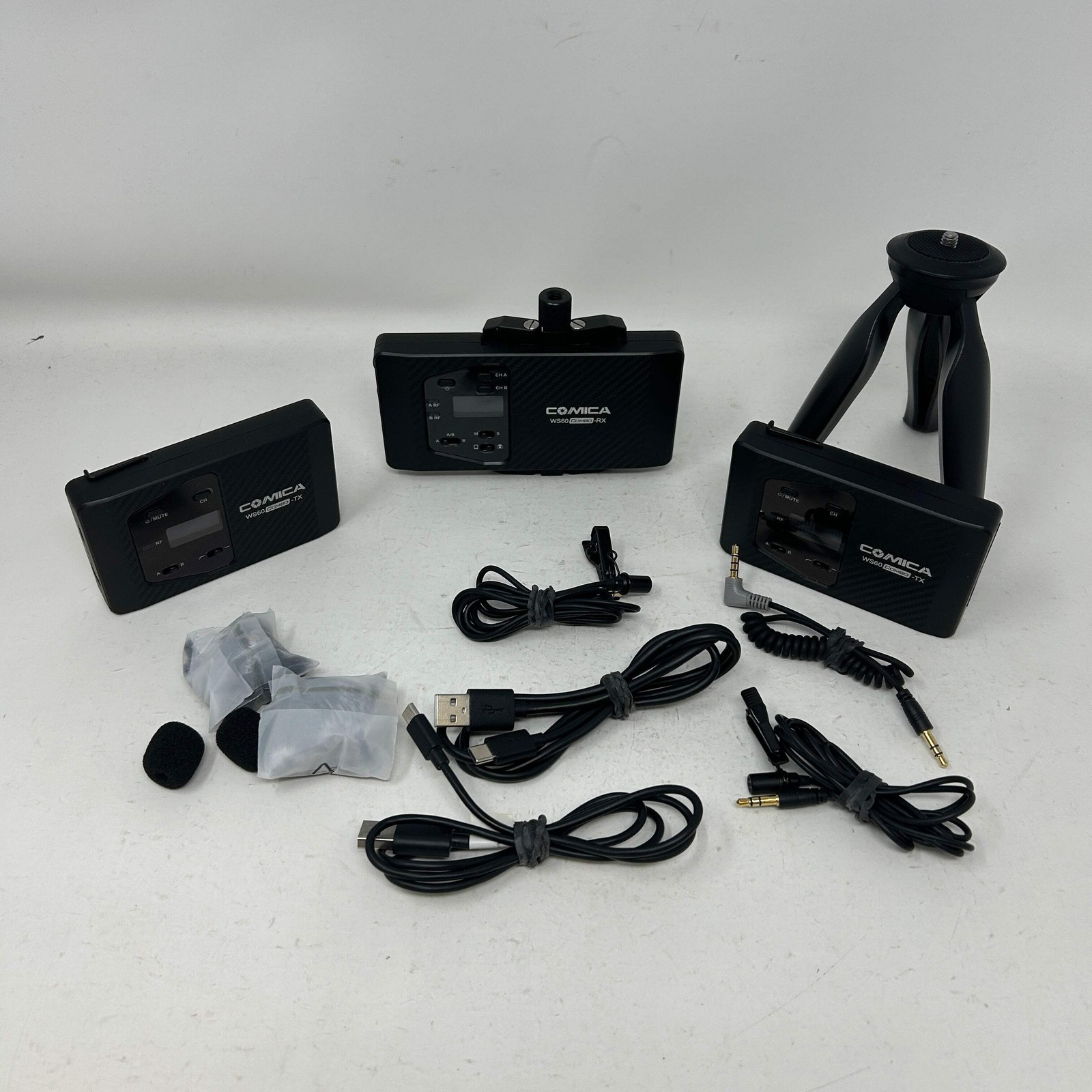 Comica CVM-WS60 Wireless Lavalier Microphone System Dual UHF for Camera & iPhone