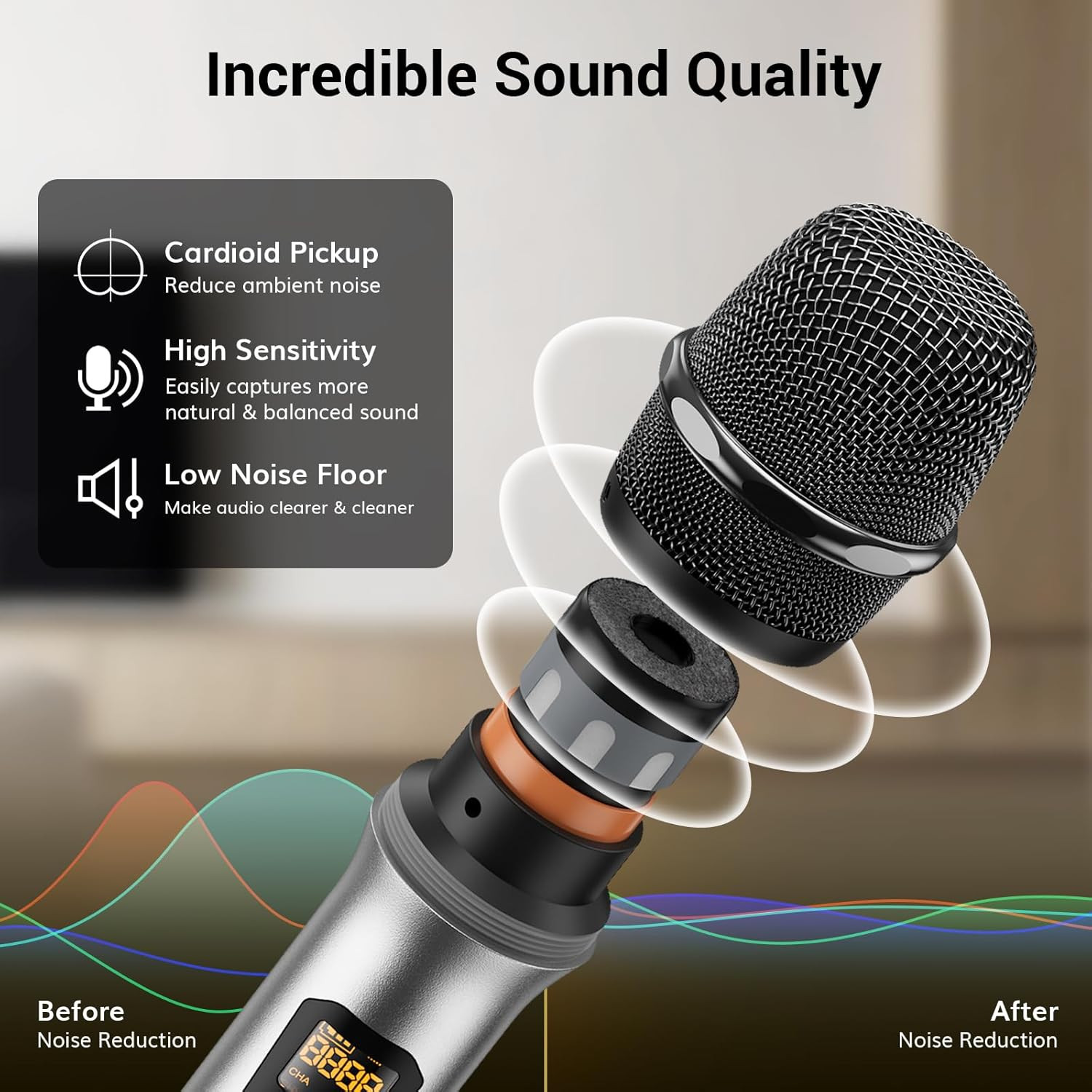 Wireless Microphones System with Metal UHF Headset/Lapel/Lavalier/Handheldmics,