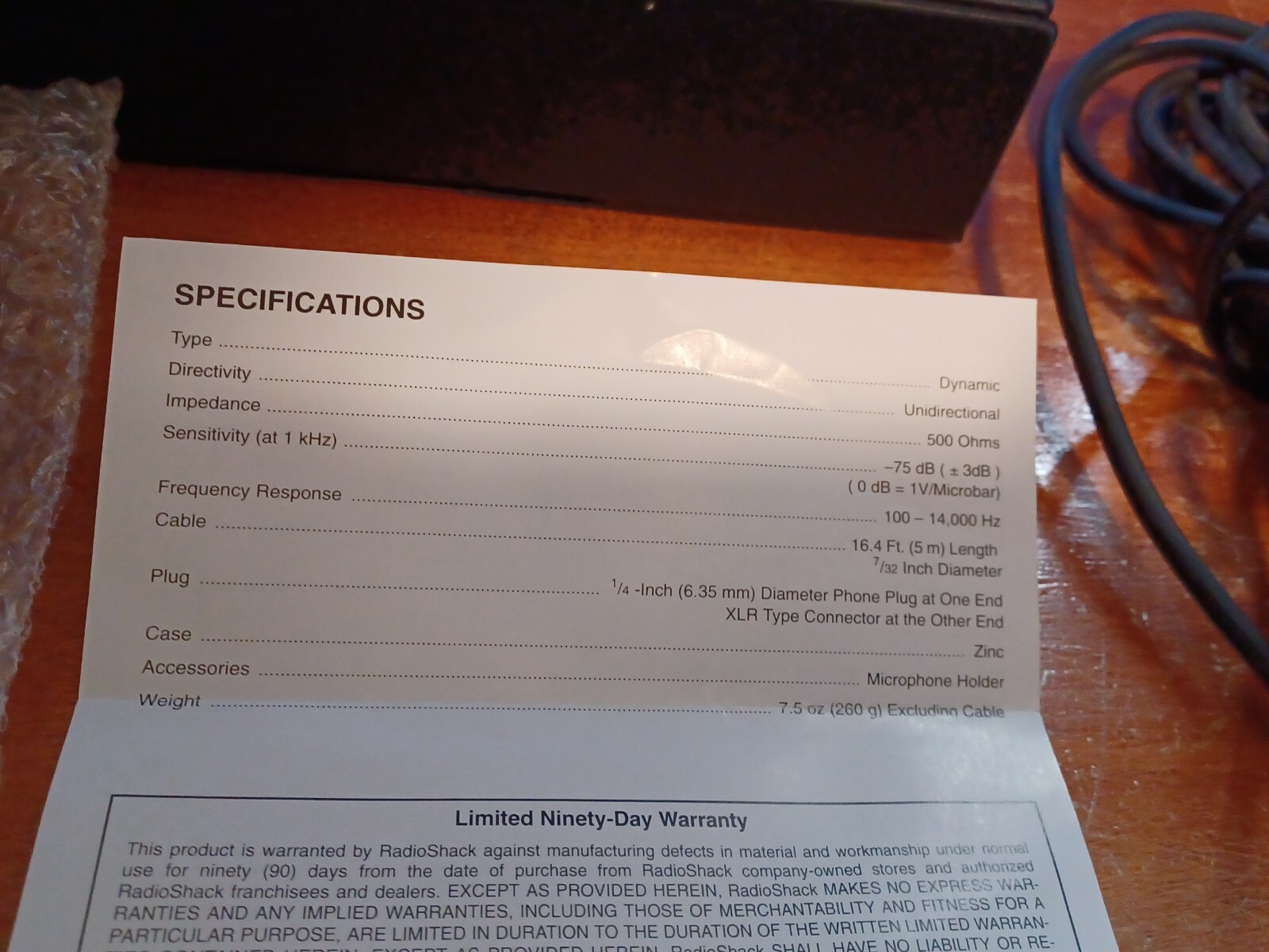 Radio Shack Pro-302 Unidirectional Dynamic Microphone 33-3002 500 Ω Ohm