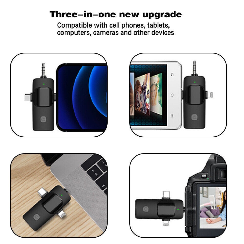 Mini Mic Wireless Lavalier Microphone Fit For iPhone/iPad/Android Phone Laptop