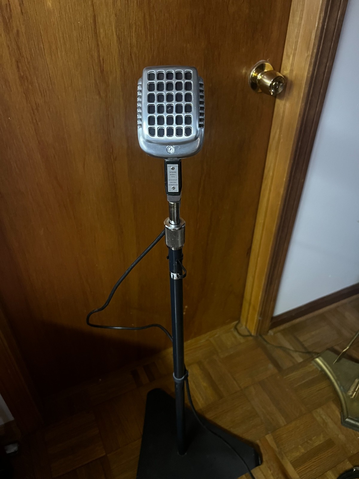 Shure 737A Vintage Crystal Super-Cardioid Microphone with Stand 1940s