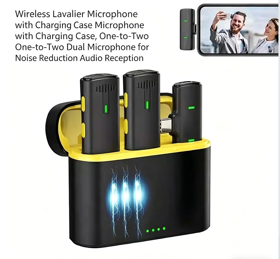 Mini Wireless Lavalier Microphone & Charging Case 2TX 1RX for Type-C Phone Vlog