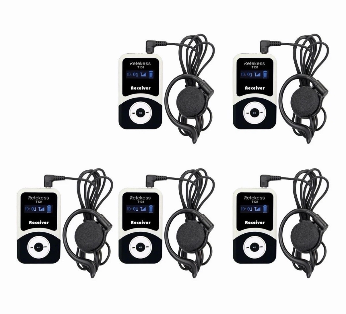 Retekess T131 Wireless Assisted Listening Tour Guide System 5 Receivers for T130