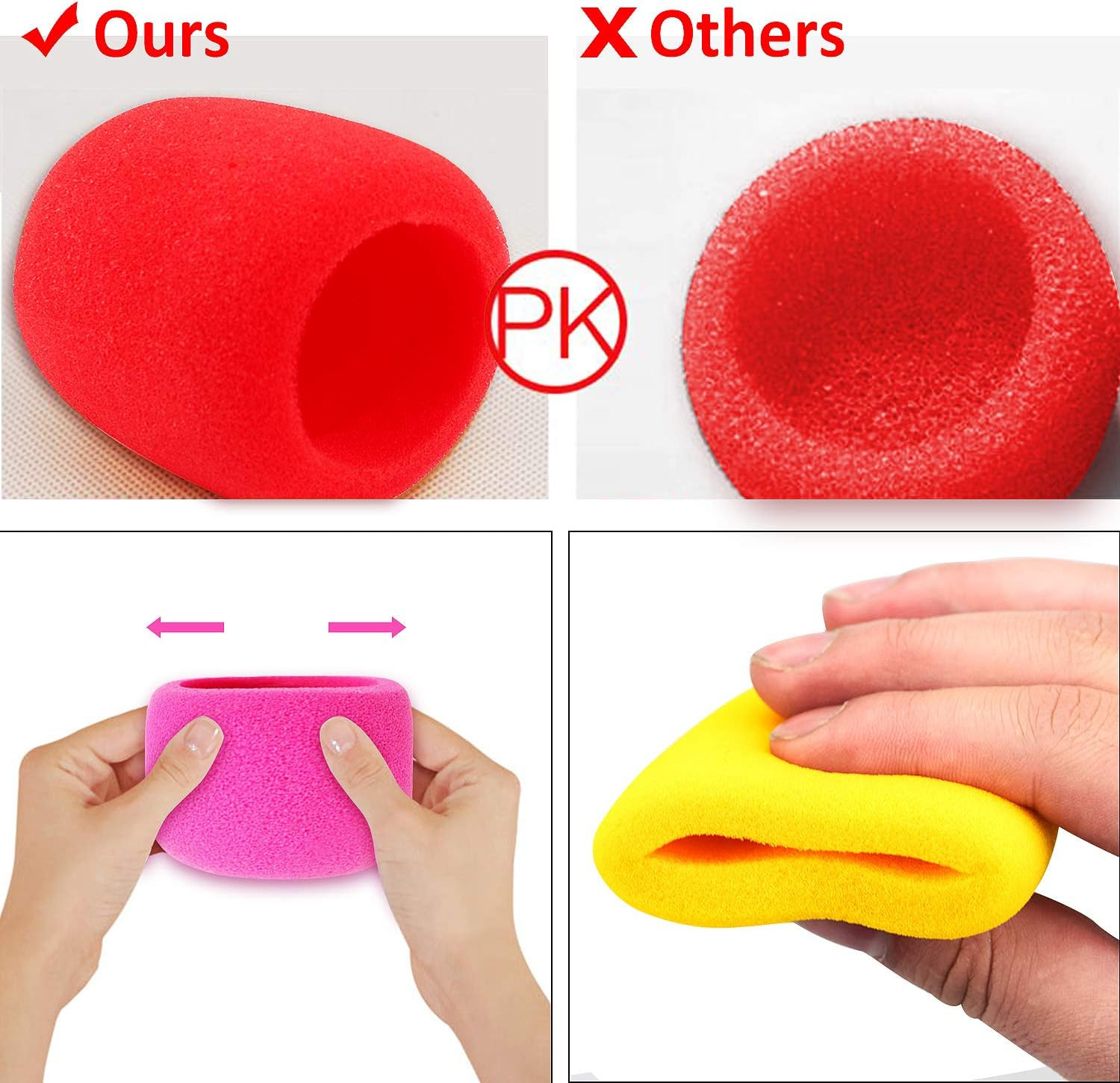 Augshy Microphone Covers Foam,20 Pack Thick Handheld Stage Microphone