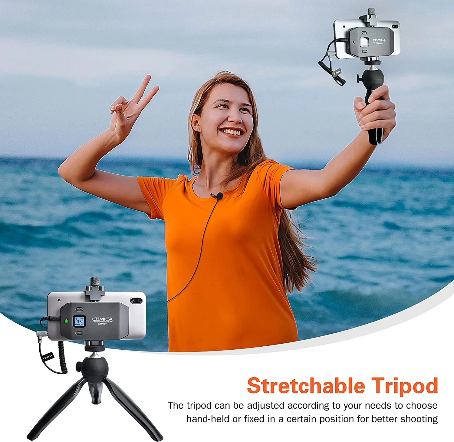 Comica CVM-WS50C UHF 6-Channel Wireless Lavalier Microphone for Smartphone