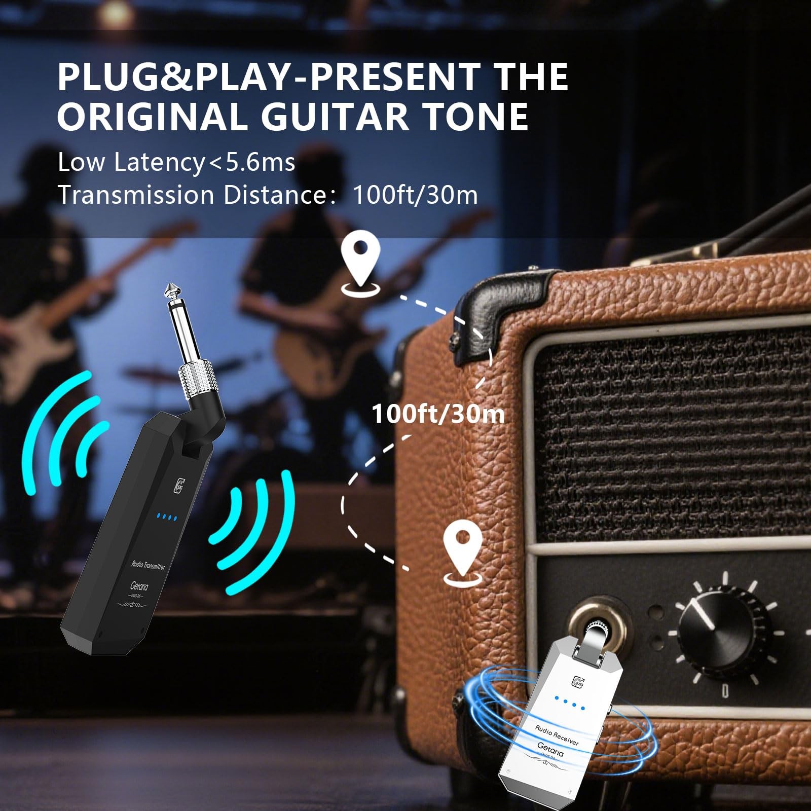 5.8Hz Guitar Wireless System Anti-Interference Instrument 4Channels Wireless Tra