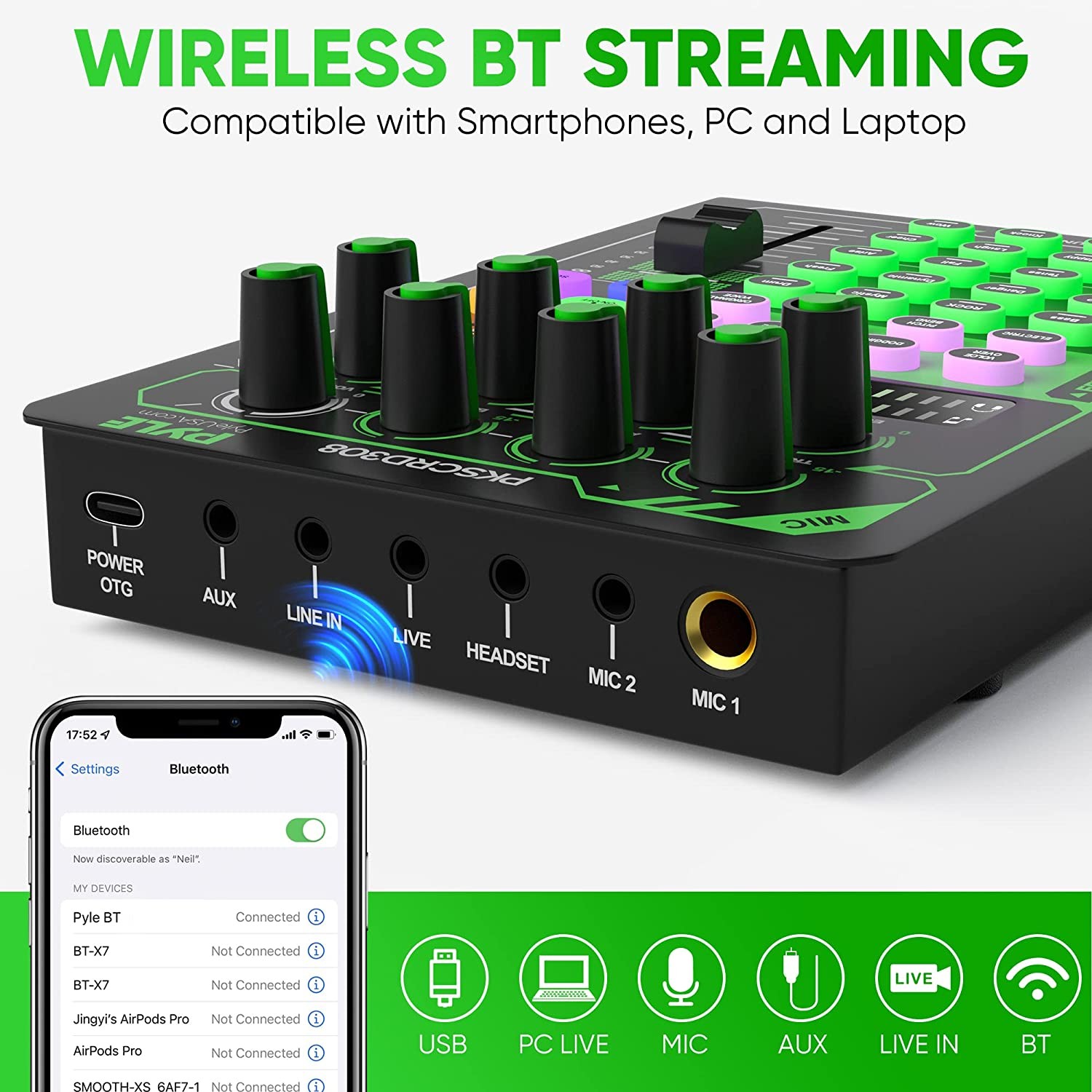 PylePro PKSCRD308 Compact Pro Live Broadcast Sound Card & Mic Set