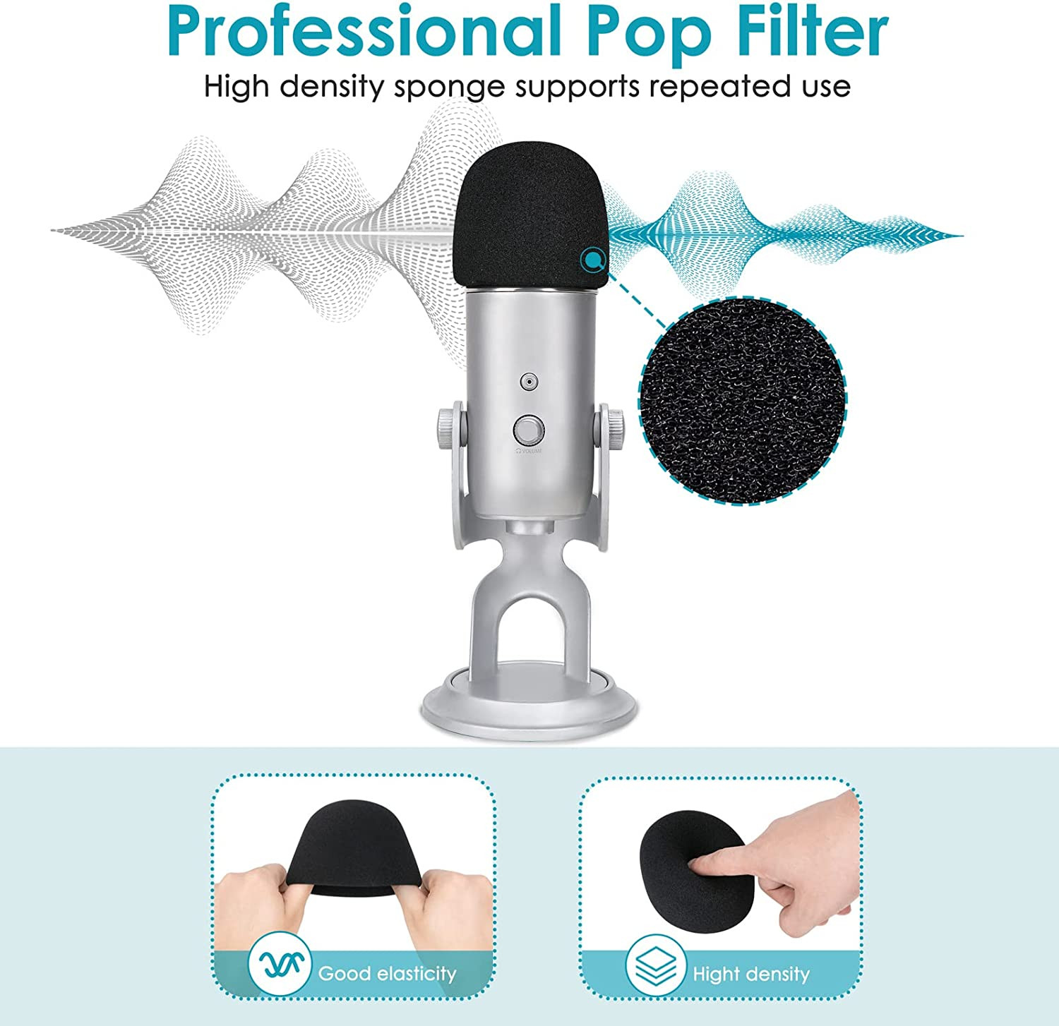 Foam Windscreen for Blue Yeti, Yeti Pro, MXL, Audio Technica and Other Large …