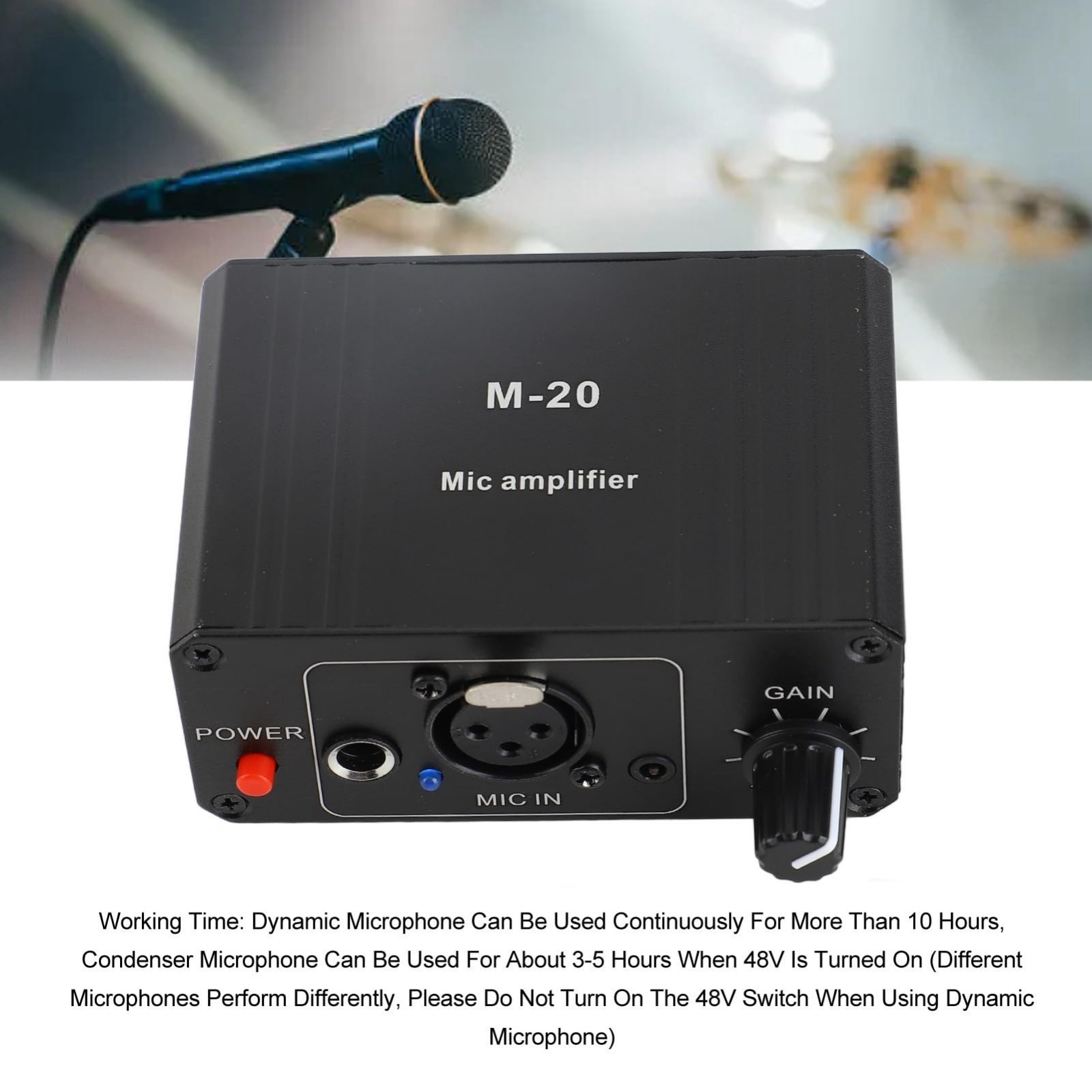 48V Microphone Preamplifier for Vocal & Instruments, XLR Output, Dynamic/Condens