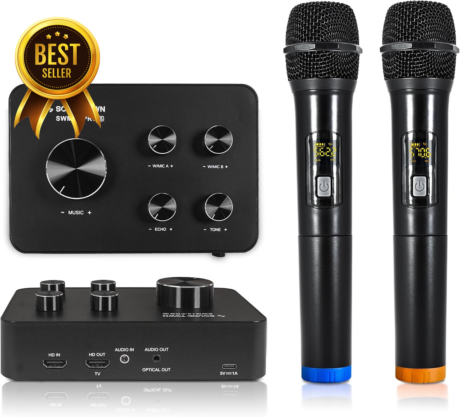 16-Channel Wireless Karaoke Mixer System Bluetooth ARC Optical AUX for TV PC