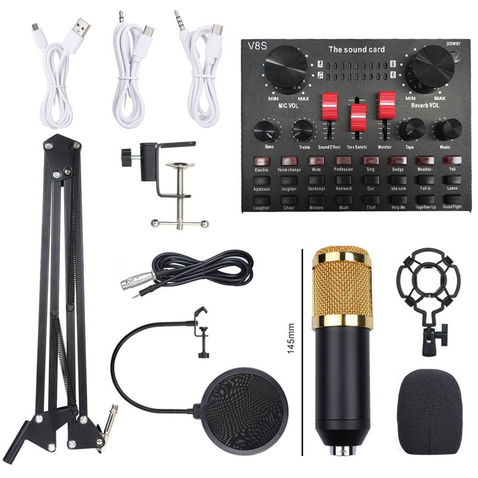 Multi-functional Live Sound Card BM800 Microphone Set Audio Recording QBWT