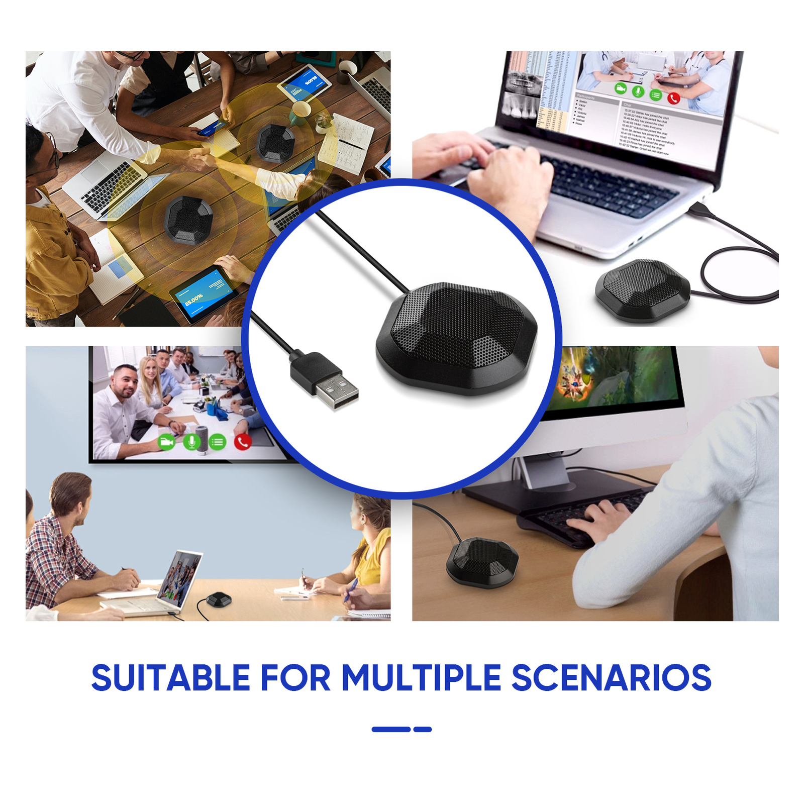 Portable USB Conference Microphone 360° Omnidirectional Condenser L7Q0