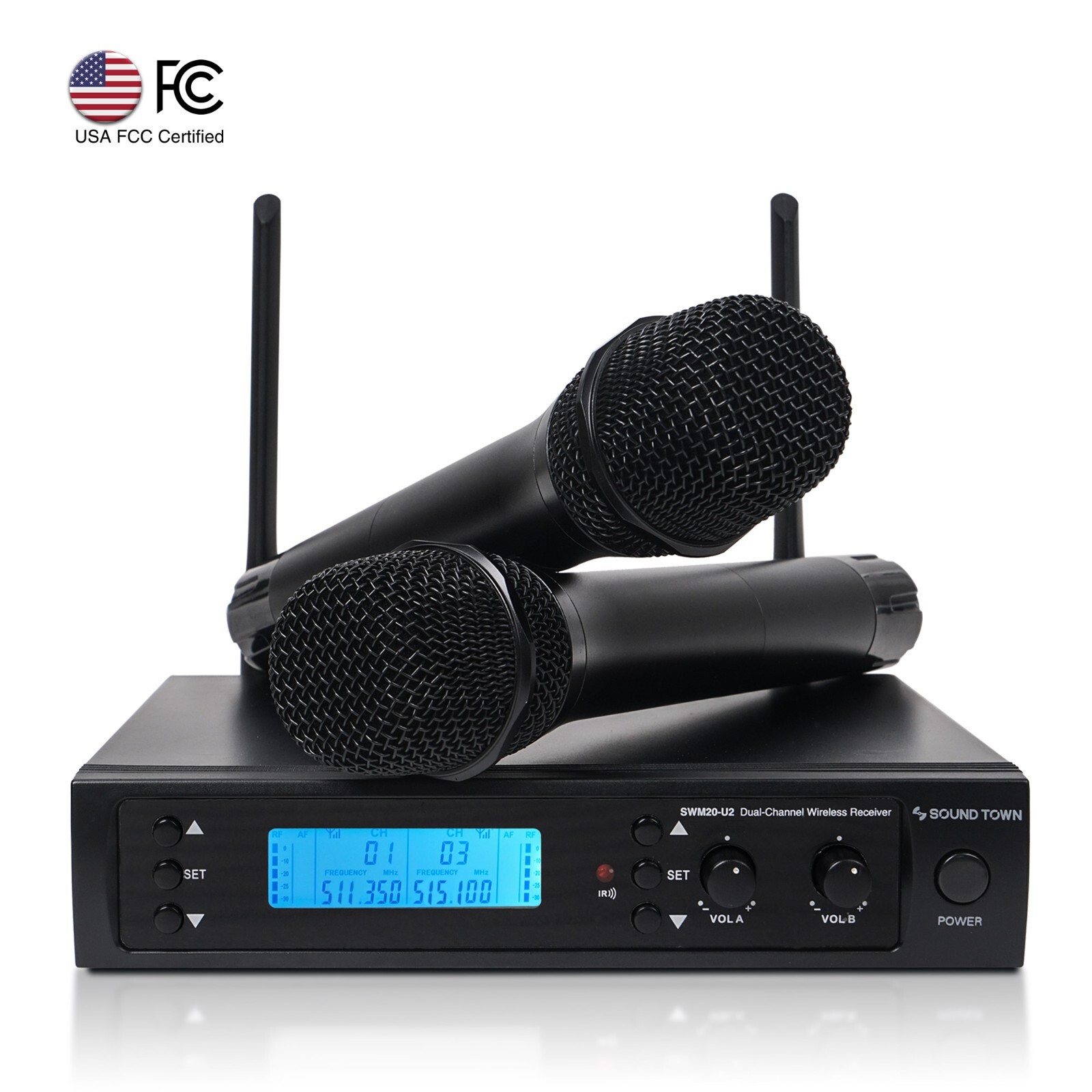 OPEN BOX:Sound Town 200-Channel UHF Wireless Mic 2 Handheld (SWM20-U2HHV2-R)