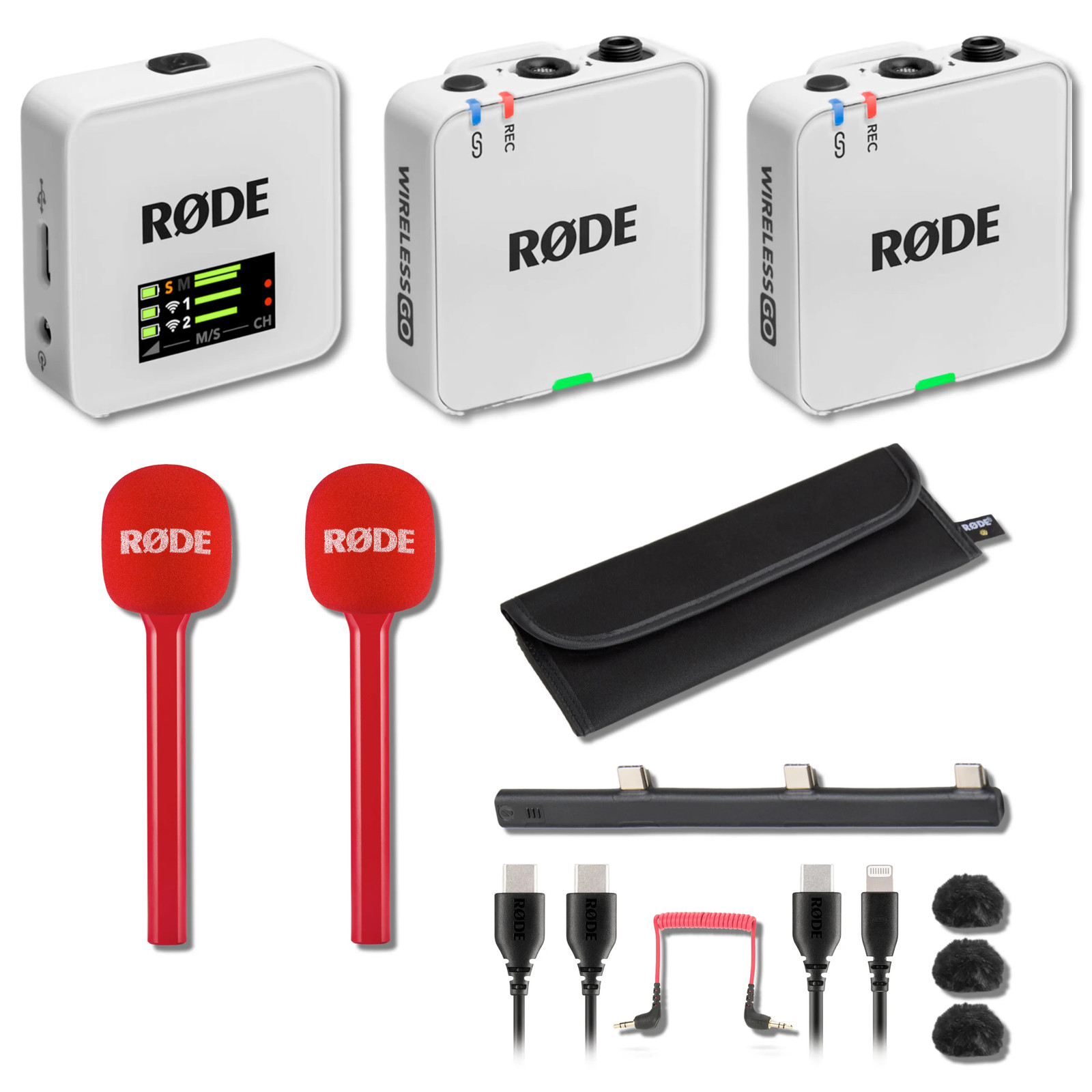 Rode Wireless GO (Gen 3 White) Wireless Microphone System with 2x Red Interview