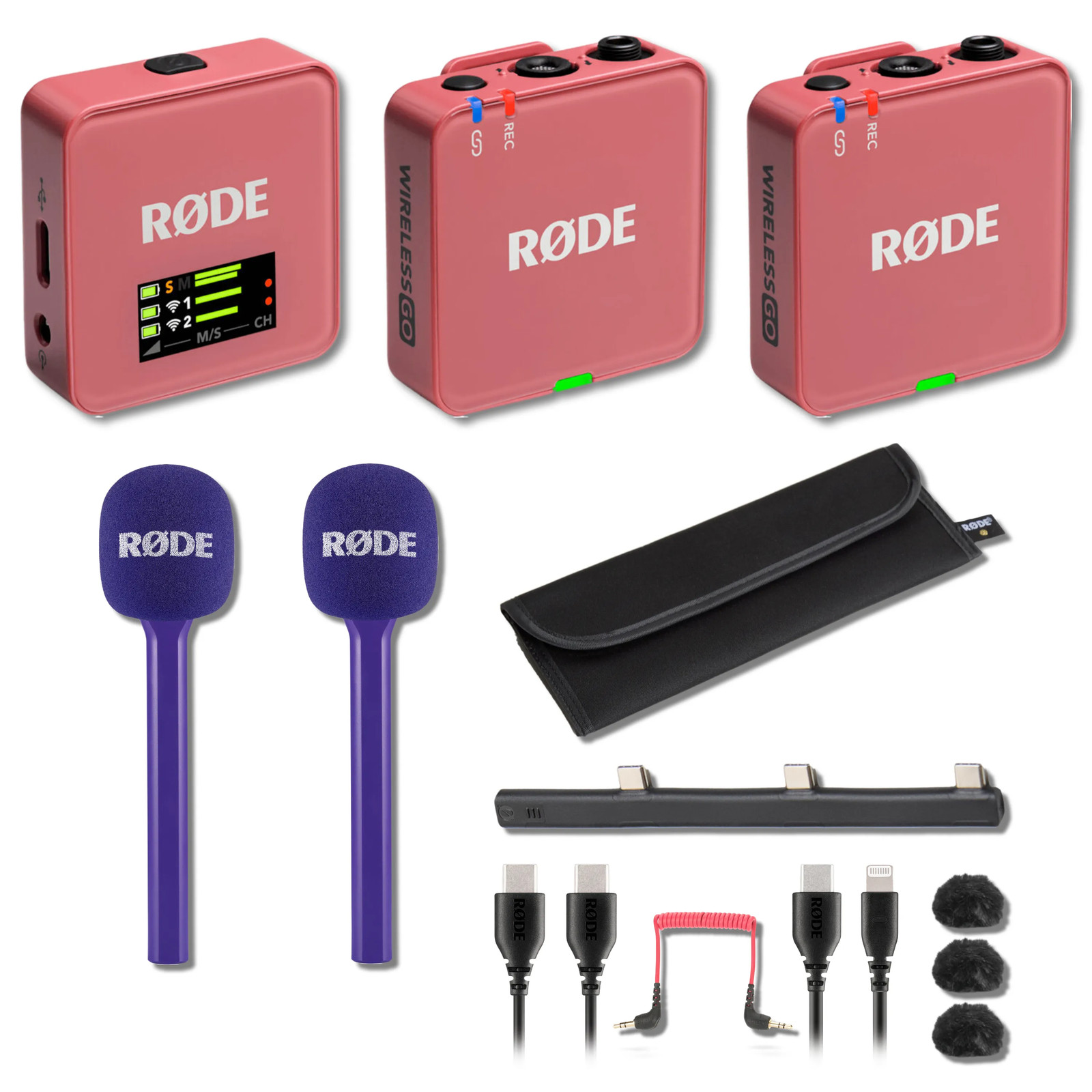 Rode Wireless GO (Gen 3) Wireless Mic System (Rose) with 2x Purple Interview GO