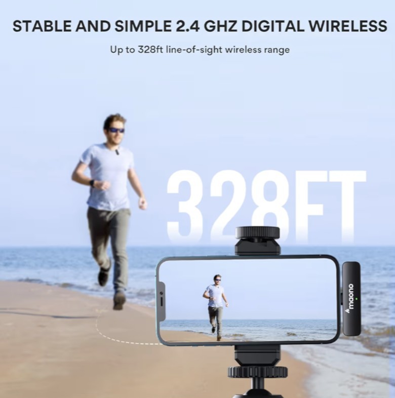 Wireless Lavalier Lapel Microphone for iPhone iOS with Noise Cancel