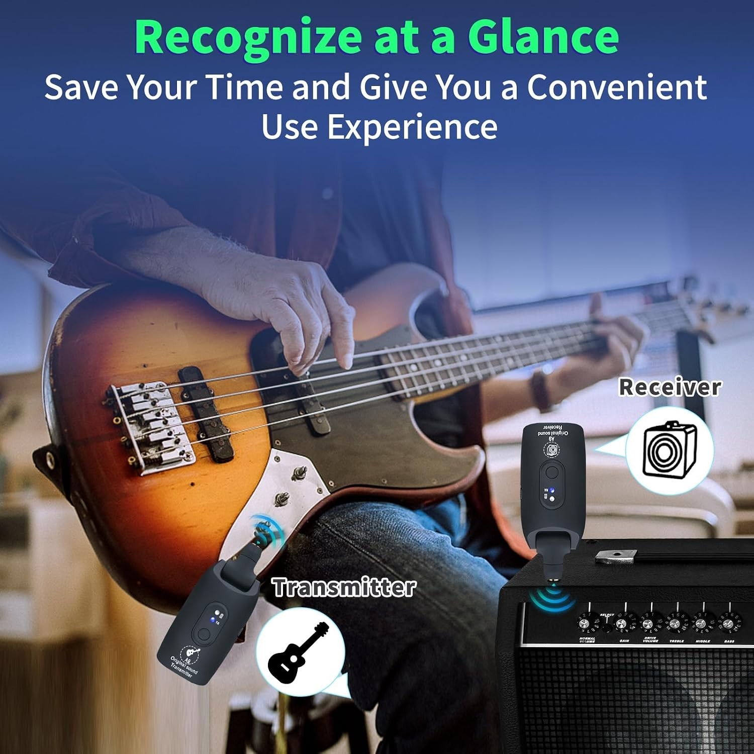 High-Performance A9 Wireless Guitar System – 100Ft Range, Crystal-Clear Sound