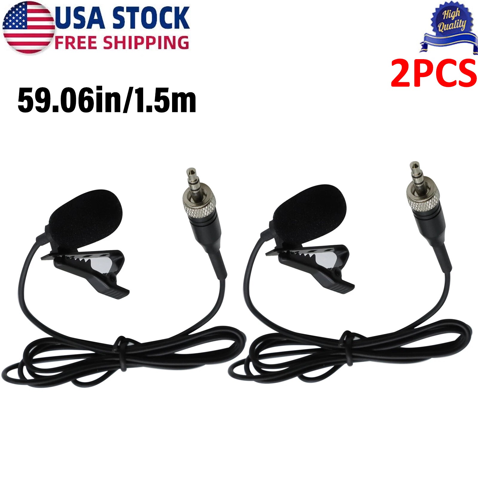 2PC Lapel Lavalier Microphone for Sennheiser EW100 SK100 G1 G2 G3 MKE2 EK2000 US
