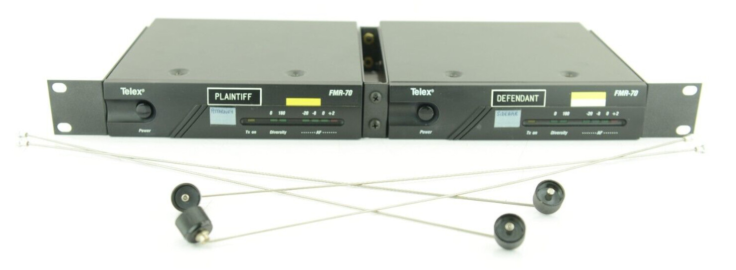 2x Telex FMR-70 Wireless Receivers in Rackmount W/ Antennas & Power Supplies