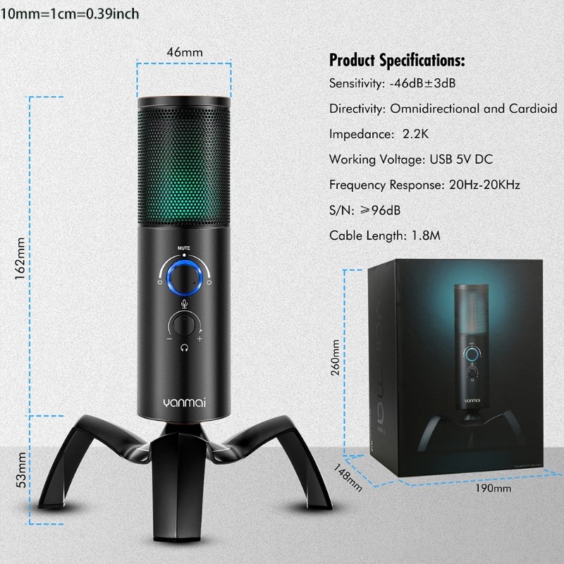 Universal Microphone Perfect for Vlogging Equipments Type-C to USB Cable