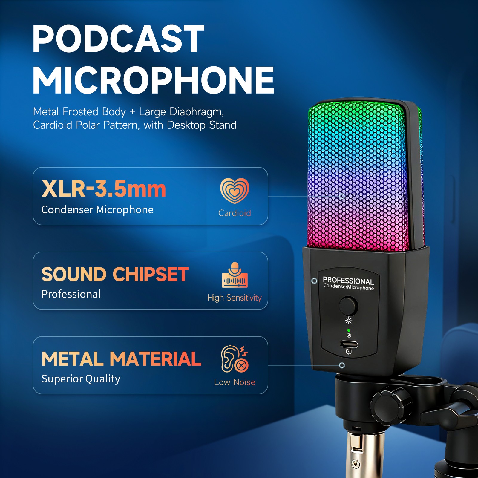 Complete Home Studio Recording Kit for Music Podcast Mixer Condenser Microphone